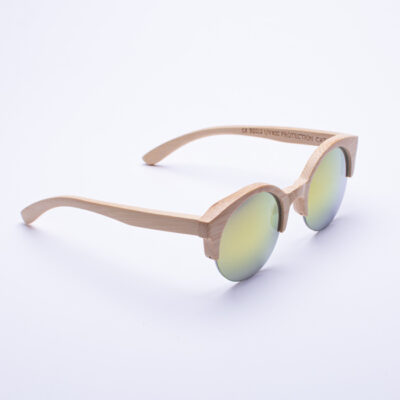 Кръгли дървени слънчеви очила Half Frame Retro