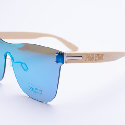 Слънчеви очила с бамбукови дръжки – маска – синьозелени
