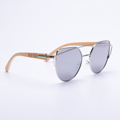 Дамски слънчеви очила-сиви с дървени дръжки