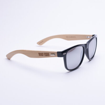 Слънчеви очила  Wayfarer с бамбукови дръжки – сиви