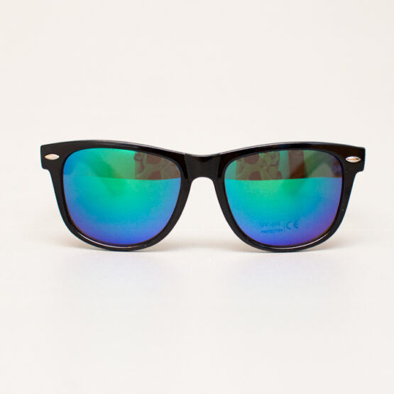 Синьо-зелени очила с дървени дръжки